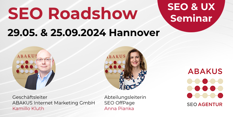 Selbst erstellte Grafik zum Artikel über ABAKUS SEO Roadshow 2024