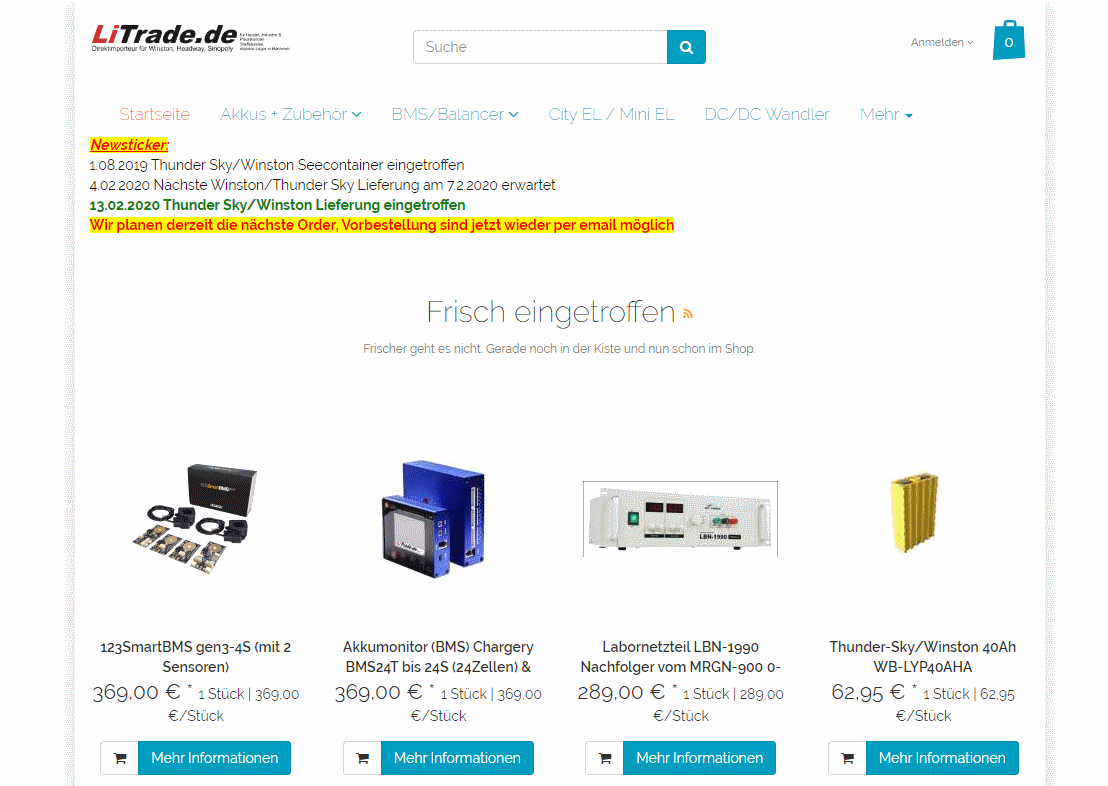 Screenshot des Litrade-Beispielshop