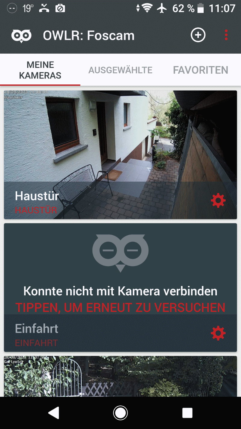 Screenshot der FosCam-App