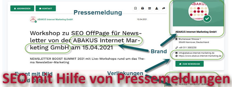 Selbst erstellte Grafik zum Artikel über SEO mit Hilfe von Pressemeldungen