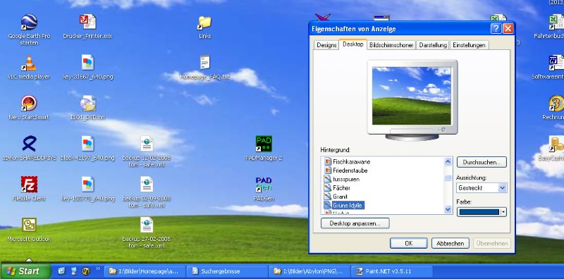 Selbst erstelltes Screenshot des XP-Desktop