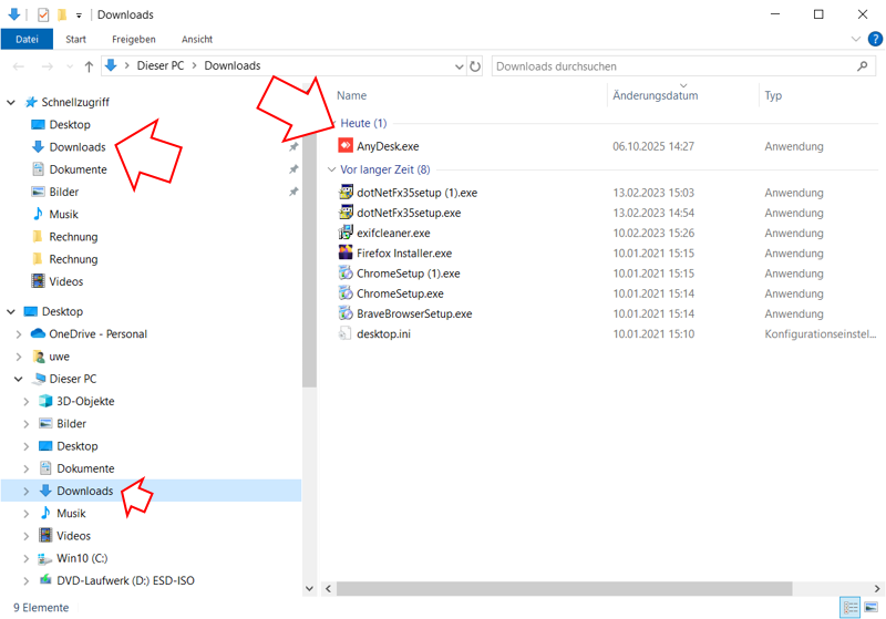 AnyDesk im Download Verzeichnis